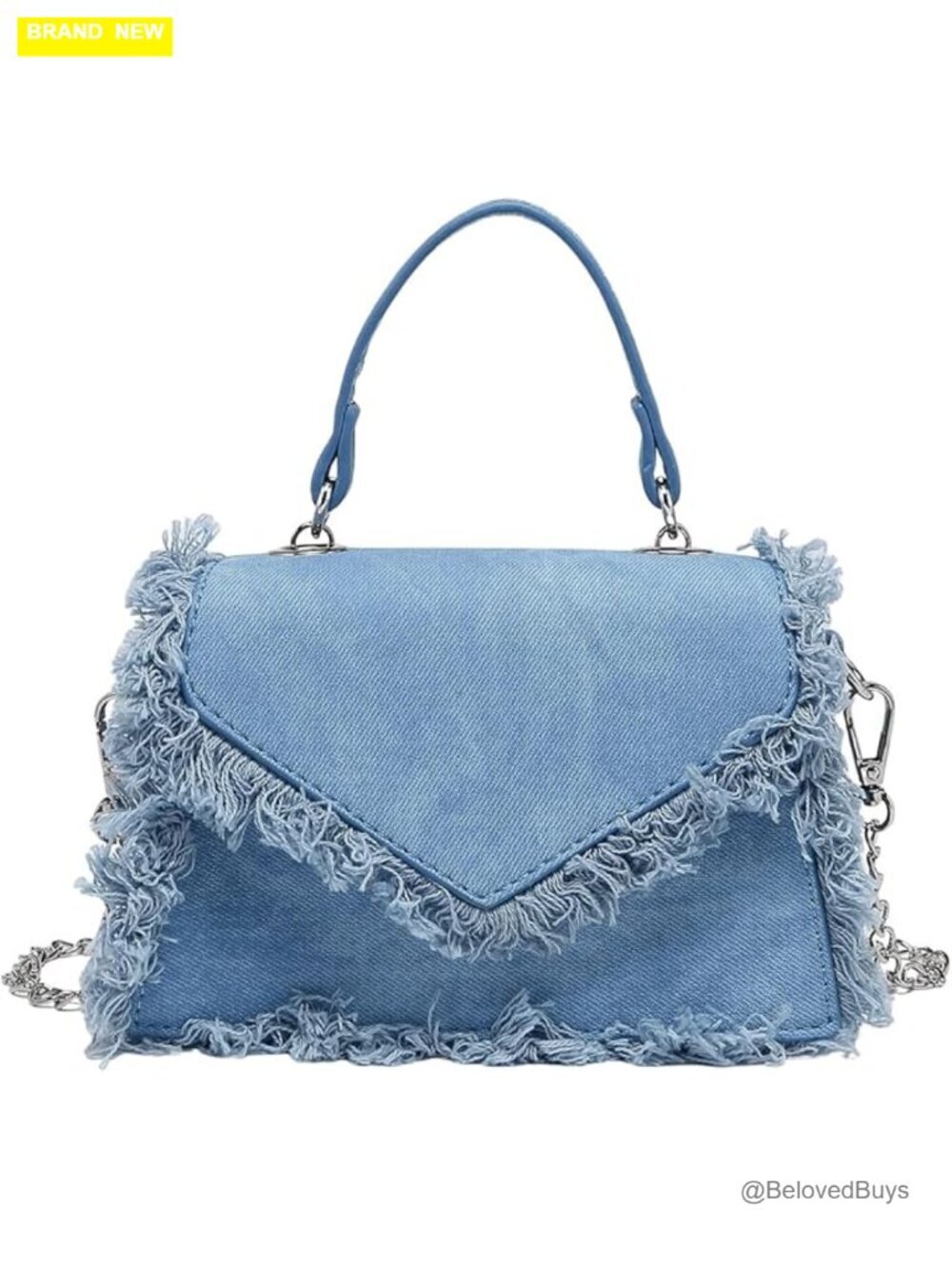 Fringe Hobo Bag Tassel Trim Small Denim Vegan Suede Crossbody